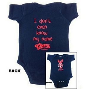 Cheers Boston Unisex Baby 12M "I Don't Even Know My Name" Short-Sleeve Onesie